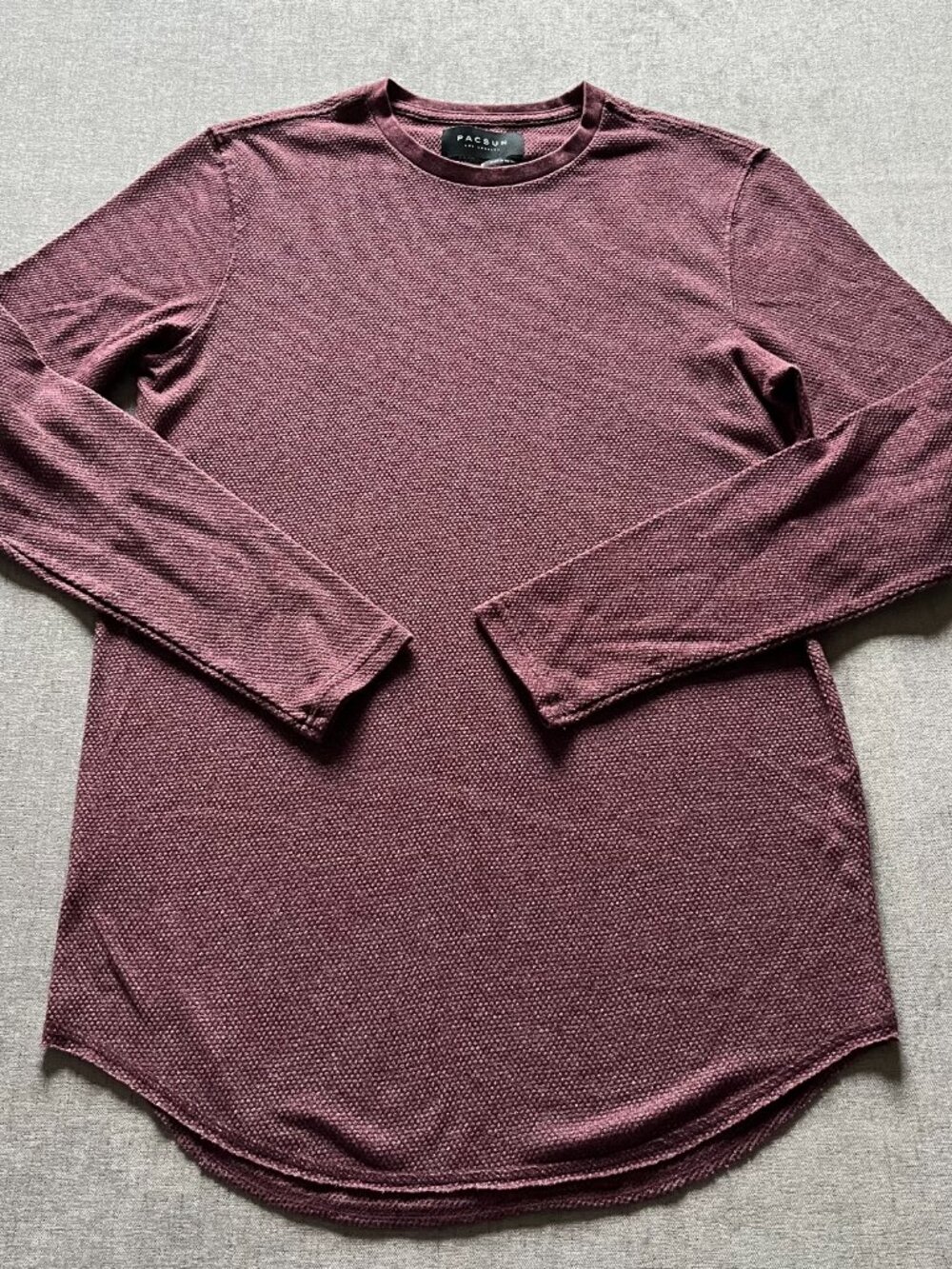 Pacsun Scallop Fit Thermal Long Sleeve T Shirt Men Small Red Cotton Blend Long - Picture 2 of 7